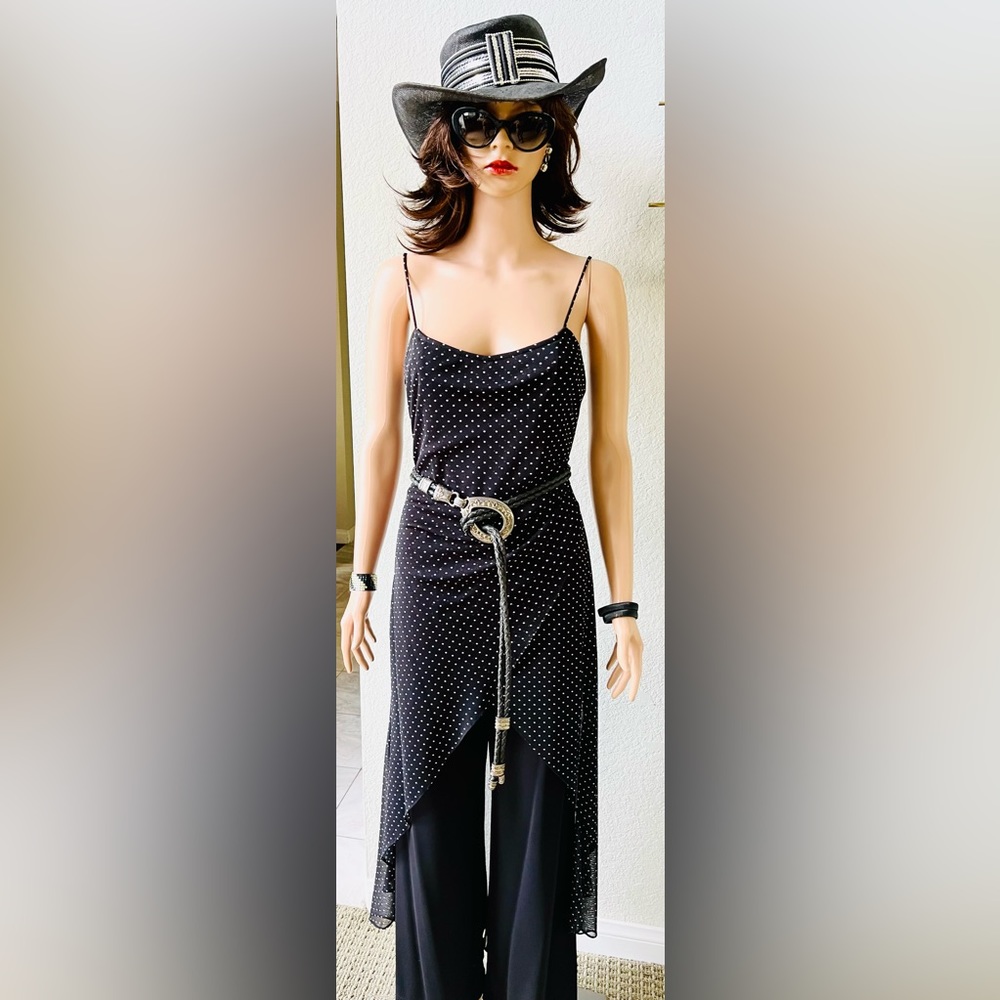 Joseph Ribkoff black & white Polk dot sheer jumpsuit Size 4
